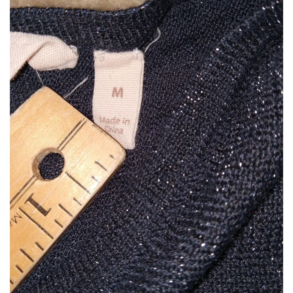 Soft Surroundings Tunic Round Neck Glitter Style Top Navy Blue Medium - Picture 4 of 11